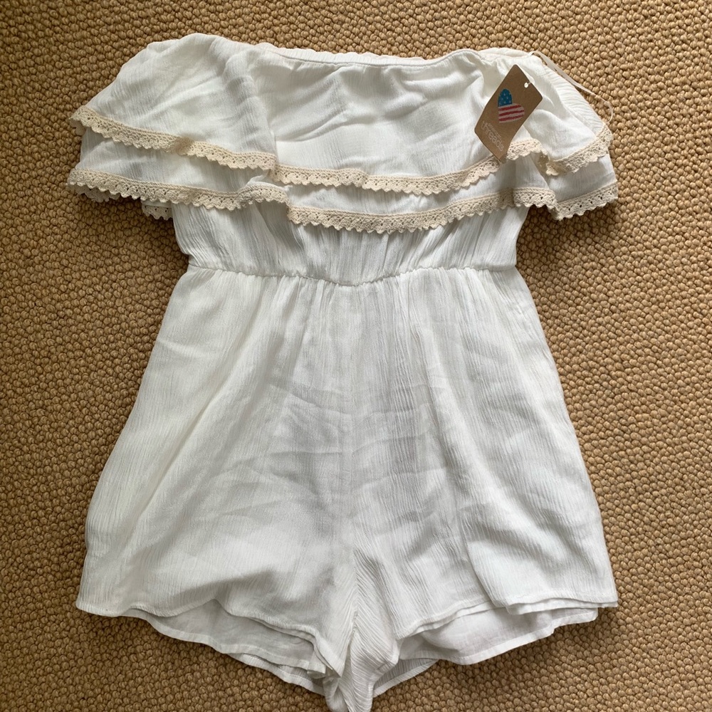American Threads White Flowy Romper